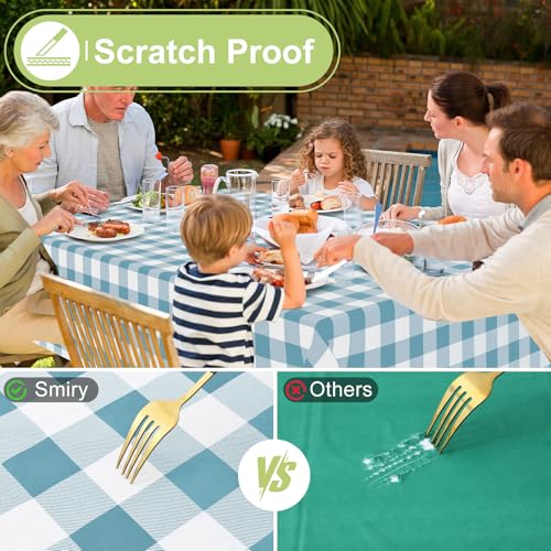 Smiry Picnic Table Cloth, Vinyl Tablecloths with Flannel Backing, 52"x70" - color: Aquamarine & White, size: 70" x 52" (Rectangular)