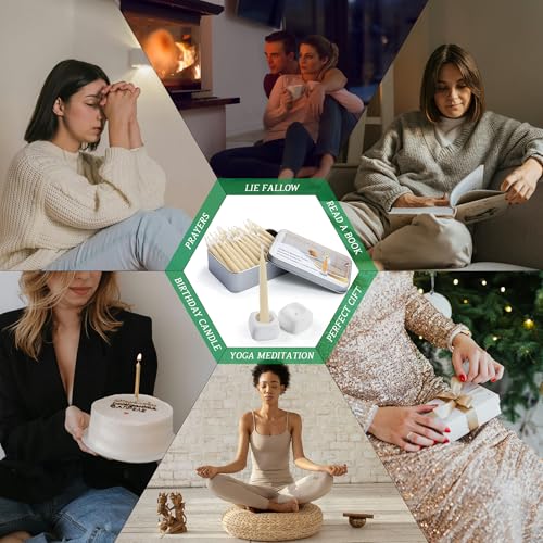 Meditation Beeswax Candles 40Pcs, 20 Minute Mini Candles Set, 2.6 Inch Small Bees Wax Taper Candles - Smokeless, Dripless and Non-Toxic for Home, Women Gifts, Yoga-White - color: White, size: 40