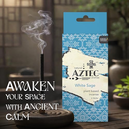 Soul Sticks Aztec Cinnamon Resin Incense Sticks, 90 Hrs Burn Time – 100% Natural, Hand-Rolled & Slow-Burning 6 Pcs| Artisan Blend for Yoga, Meditation, Relaxation, Aromatherapy (WhiteSage) - color: White Sage