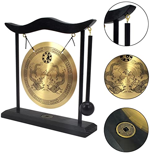 Fengshuibringluck Feng Shui I Ching Zen Gong Desktop Gong Decoration, Gold, 19X5X20cm/7.5x2x8inch (FH1303) - color: Brown