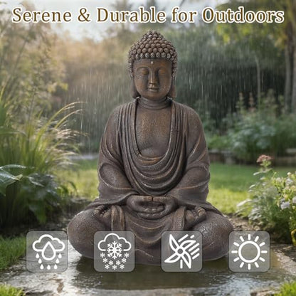 9.8" Buddha Statue Outdoor, Resin Garden Buddha Statue, Buddha Statues Indoor for Home Decor, Buddha Garden Statues Zen Decor for Yard, Patio, Lawn