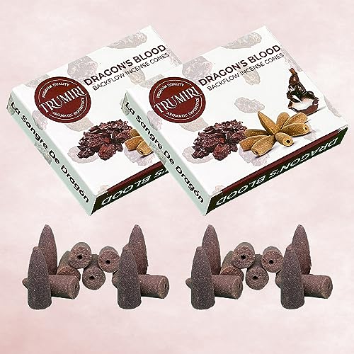 Dragons Blood Backflow Incense Cones - Total 20 Incense Cones Waterfall - Dual Pack of 10 Incense Backflow Cones - Waterfall Incense Cones - Incense Waterfall Cones - color: Dragons Blood, size: Pack of 2 (20 Cones)