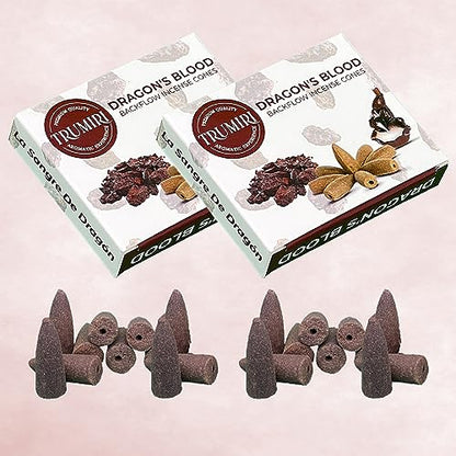 Dragons Blood Backflow Incense Cones - Total 20 Incense Cones Waterfall - Dual Pack of 10 Incense Backflow Cones - Waterfall Incense Cones - Incense Waterfall Cones - color: Dragons Blood, size: Pack of 2 (20 Cones)