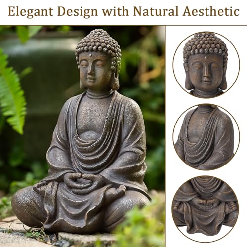 9.8" Buddha Statue Outdoor, Resin Garden Buddha Statue, Buddha Statues Indoor for Home Decor, Buddha Garden Statues Zen Decor for Yard, Patio, Lawn