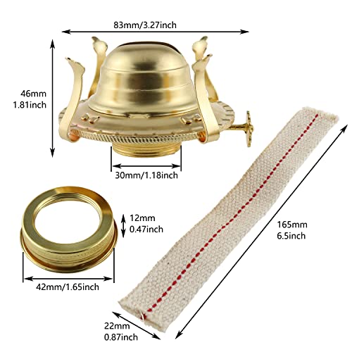 Kerosene Oil Lamp Holder M Size Oil Lamp Burner Brass Plated with Wick