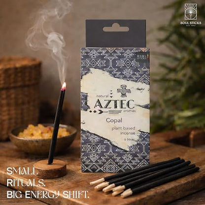 Soul Sticks Aztec Cinnamon Resin Incense Sticks, 90 Hrs Burn Time – 100% Natural, Hand-Rolled & Slow-Burning 6 Pcs| Artisan Blend for Yoga, Meditation, Relaxation, Aromatherapy (Copal) - color: Copal