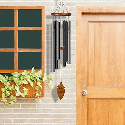Outdoors Wind Chimes Sympathy Memorial for Loss of Loved One - Soothing Melodic Tones. Bamboo and Aluminum Chime Great as a Gift for Your Patio Porch Garden and Backyard (34.6" Black) - size: 34.6" Black