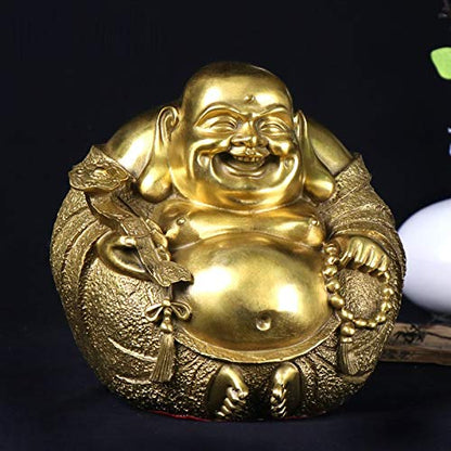 Laughing Buddha Statue Maitreya Figurine, Brass Statues and Sculptures for Home and Office Decor & Car Ornaments, Creative Decorations Happy Buddha (Large) - size: Large