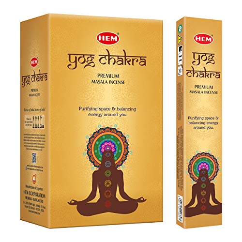 HEM Premium Yog Chakra Masala Incense Sticks | Natural Long Lasting Fragrance For Negativity & Energy Balance | Aromatherapy Incense For Removing Negativity & Cleansing | Gift Set - Pack of 12