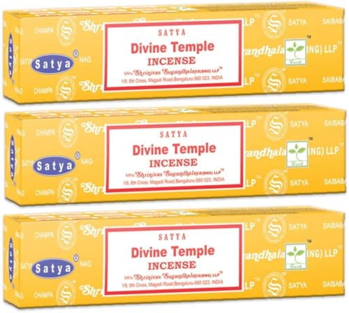 3 Packs Original Satya Sai Baba Nag Champa Incense Sticks Joss Insence - Insense 15g x 3 Box NagChampa Agarbatti (Divine Temple)