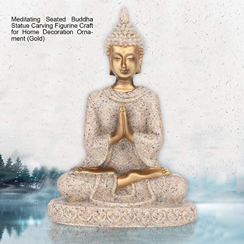 Ymiko Meditation Sitting Buddha Statue Carved Statue Crafts Home Decorations, Can Be Placed On Desk, Garden, Bedside, Relax and Pleasant (A Gold)