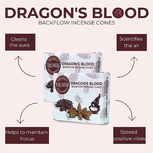 Dragons Blood Backflow Incense Cones - Total 20 Incense Cones Waterfall - Dual Pack of 10 Incense Backflow Cones - Waterfall Incense Cones - Incense Waterfall Cones - color: Dragons Blood, size: Pack of 2 (20 Cones)