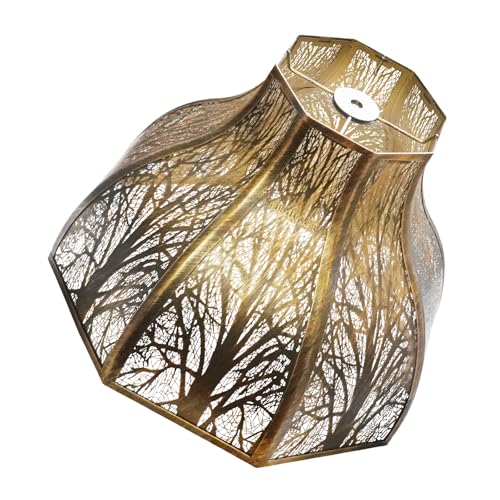 Vintage Antique Bronze Lotus Metal Lamp Shades, Etched Forest Shadow - color: Antique Bronze Forest