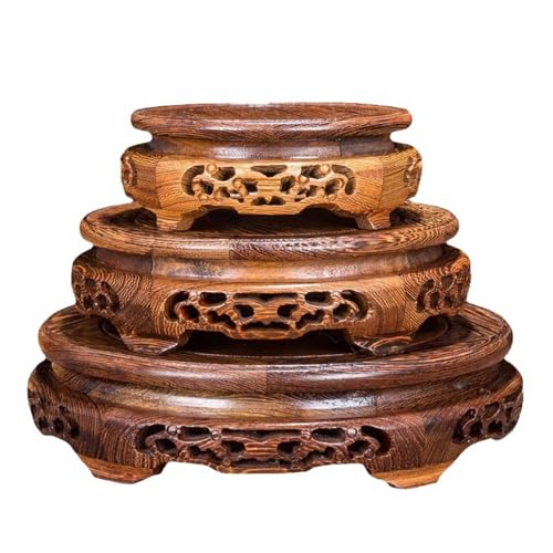 Handmade Oriental Carving Solid Wooden Base Chicken Wing Wood Grain Stand - size: 7.8" L X 2.3" H