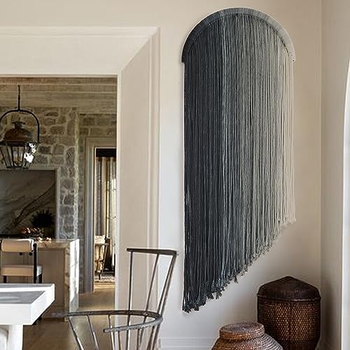Macrame Wall Hanging Hand Dyed Blue Boho Fiber Art Decor 20" - color: Blue