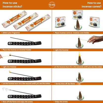 Copal Incense Sticks & Incense Cones Combo Pack - 60 Insence-Sticks + 30 Insence Cones - Inscense - Incense Cones Scented - Insents - color: Copal