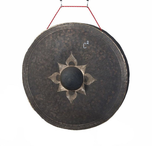 The Gong Shop Handcrafted Bronze Thai Gong – Deep, Resonant Tone for Meditation, Sound Healing, Yoga & Home Décor – Authentic Instrument Hand-Made in Thailand (C2 Tuned Thai Gong 32") - size: C2