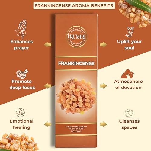 Frankincense Incense Sticks - Pack of 100 Insence-Sticks for Catholic Christian Church - Made with Natural Non Toxic Incienso - Scented Insense Spiritual Agarbatti Incents - color: Frankincense