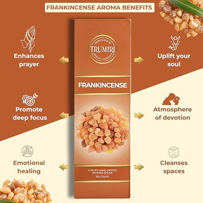 Frankincense Incense Sticks - Pack of 100 Insence-Sticks for Catholic Christian Church - Made with Natural Non Toxic Incienso - Scented Insense Spiritual Agarbatti Incents - color: Frankincense