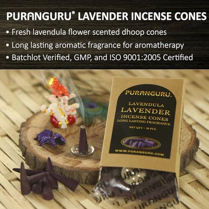 Lavender Dhoop Incense Cones | 30 Pcs | 1.5" | Meditative Aroma Fragrance