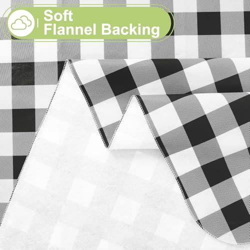 Smiry Oval Table Cloth, Vinyl Tablecloths with Flannel Backing, 60"x84" - color: Black & White, size: 84" x 60" (Oval)