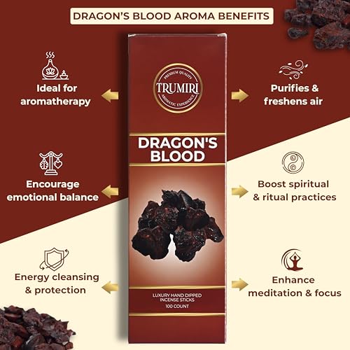 Dragons Blood Incense Sticks - Pack of 100 Insence-Sticks - Made with Natural Non Toxic Incienso De Sangre De Dragón - Scented Insense Spiritual Inscents aka Incents - color: Dragons Blood