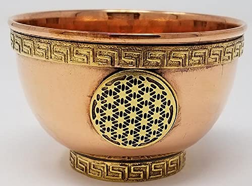Flower of Life - Copper Offering Bowl 3", "Great for Altar and Ritual use, Incense Burner, Smudging Bowl, Decoration - New Age Imports, Inc. - style: Flower of Life