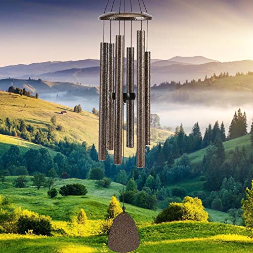 FSVGYY Wind-Chimes-Outdoor-Deep-Tone, Large Soothing Melodic Tones Windchimes, Wind Chimes for Outside, Memorial Wind Chime Best Gift for Mom Women Grandma Neighbors(32" Brown Coated Aluminum) - color: Brown, size: 32"