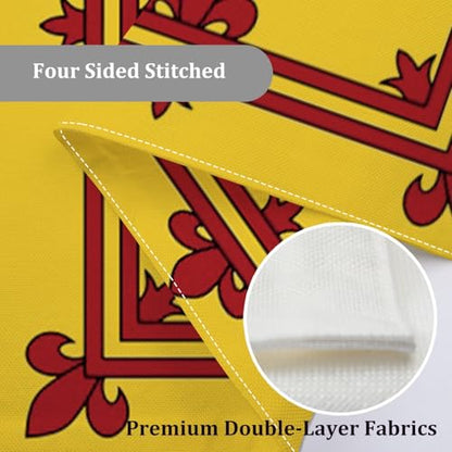 YongFoto Scotland Rampant Lion Flag 2.5x4ft Double Sided Burlap Scottish Golden Royal Rampant Animal Four Sided Stitched Vivid Color Durable UV Fade Resistant Weatherproof Garden Yard Wall Pole Sleeve - color: 2.5x4ft