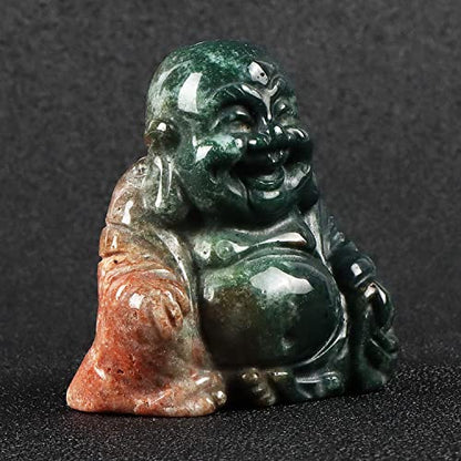 Artistone Crystals 2.0 inch Hand Carved Ocean Jasper Maitreya Buddha Figurine Healing Crystal Gemstone Seated Lucky Buddha Pocket Stone Home Decoration - color: Ocean Jasper
