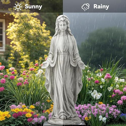 Virgin Mary Statue Outdoor, Large 30 in Religious Garden Statue - color: Virgin Mary-30"