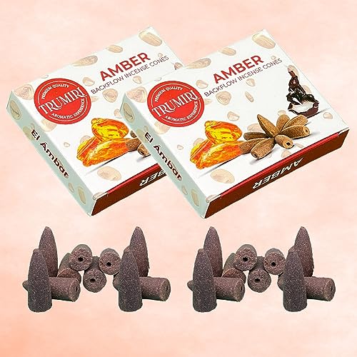 Amber Backflow Incense Cones - 60 Cones, Six Packs of 10, Waterfall Effect - color: Amber, size: Pack of 6 (60 Cones)