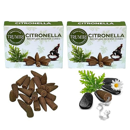 TRUMIRI Citronella Backflow Incense Cones - 20 Cones, 2 Packs of 10, Waterfall Incense Cones - color: Citronella, size: Pack of 2 (20 Cones)
