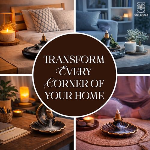Soul Sticks Backflow Incense Cones – 40 Handmade Organic Cones for Waterfall Burner | 4 Pack Long Lasting Aromatic Scents | Thick White Smoke Incense for Meditation, Yoga & Gifts (Rosemary) - color: Rosemary