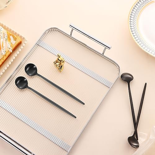 DEHOV 4 PCS 6.7 Inches Satin Black Stainless Steel 18/10 Coffee Spoons,Iced Tea Spoon,Espresso Stirring Spoons,Matte Black SS304 Teaspoons,Dessert Spoon,Long Coffee Spoons accessories - color: Black, size: 6.7 Inch
