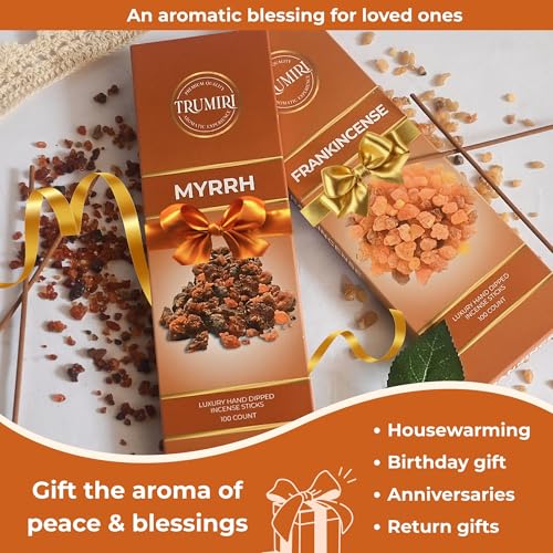 Frankincense & Myrrh - Combo Pack of Incense Sticks - 100 Inscents-Sticks of Each Scent - Total 200 Insence - Non Toxic Incienso for Smudge Rituals and Spiritual Cleansing of Negative Energies - color: Frankincense & Myrrh