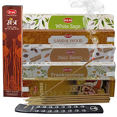 Hem Incense Sticks Variety Pack Masala Series and Holder Burner Bundle with 6 Classic Fragrances - color: Classic Fragrances