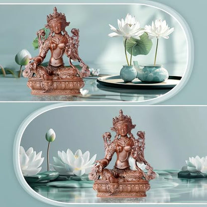 Green Tara Buddha Statue Pure Copper Handmade Zen Home Decor - color: Green Tara