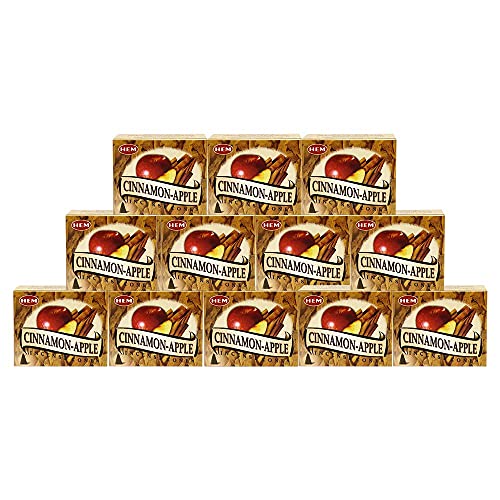 TRUMIRI Incense Cone Holder Bundle with Hem Cinnamon Apple Incense Cones - Pack of 12 (Approx 120 Cones) - color: Cinnamon Apple
