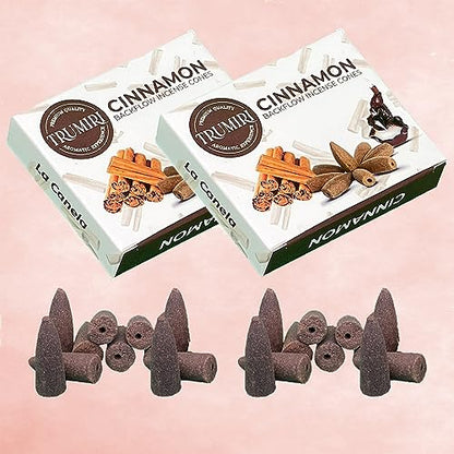 Cinnamon Backflow Incense Cones - Total 60 Incense Cones Waterfall - Six Packs of 10 Incense Backflow Cones - Waterfall Inscent Cones - Incense Waterfall Cones - color: Cinnamon, size: Pack of 6 (60 Cones)