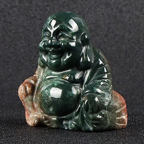 Artistone Crystals 2.0 inch Hand Carved Ocean Jasper Maitreya Buddha Figurine Healing Crystal Gemstone Seated Lucky Buddha Pocket Stone Home Decoration - color: Ocean Jasper
