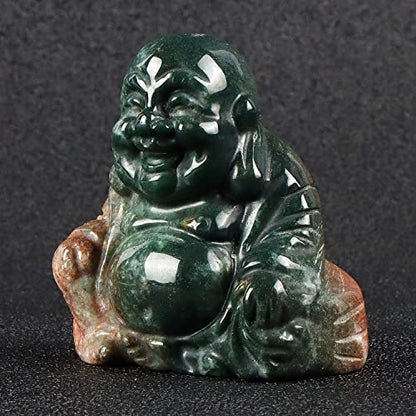 Artistone Crystals 2.0 inch Hand Carved Ocean Jasper Maitreya Buddha Figurine Healing Crystal Gemstone Seated Lucky Buddha Pocket Stone Home Decoration - color: Ocean Jasper