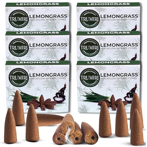 Lemongrass Backflow Incense - 60 Cones, Six Packs of 10, Waterfall Effect - color: Lemongrass, size: Pack of 6 (60 Cones)