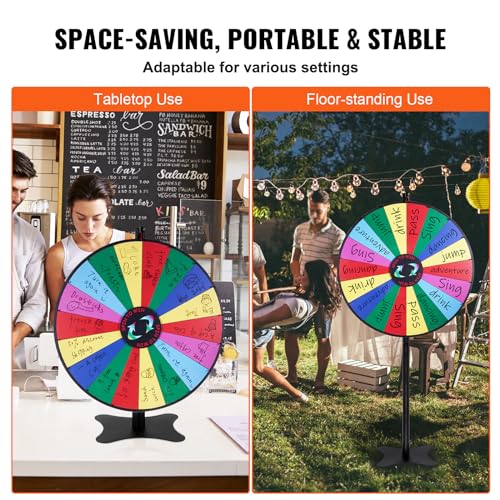 VEVOR 36 inch Spinning Prize Wheel, 18 Slots Spinning Wheel, Roulette Wheel with a Dry Erase and 2 Markers, Tabletop or Floor Standing Win Fortune Spin Games in Party Pub Trade Show Carnival - style: 36 INCH