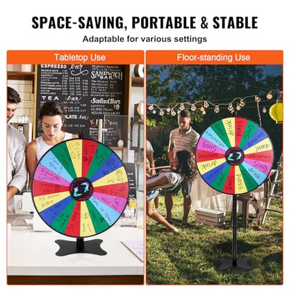 VEVOR 36 inch Spinning Prize Wheel, 18 Slots Spinning Wheel, Roulette Wheel with a Dry Erase and 2 Markers, Tabletop or Floor Standing Win Fortune Spin Games in Party Pub Trade Show Carnival - style: 36 INCH