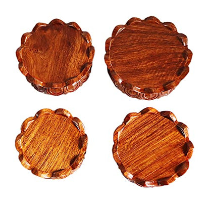 Circular Wooden Lotus Carved Base Rosewood Vase Teapot Lamp Display Stand - size: 3.3''Inside Diameter