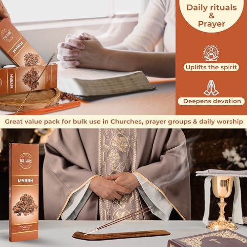 Myrrh Incense Sticks - Pack of 100 Insence-Sticks - Made with Natural Non Toxic Incienso De Mirra - Scented Insense Indian Spiritual Agarbatti Inscents - color: Myrrh