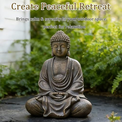 9.8" Buddha Statue Outdoor, Resin Garden Buddha Statue, Buddha Statues Indoor for Home Decor, Buddha Garden Statues Zen Decor for Yard, Patio, Lawn