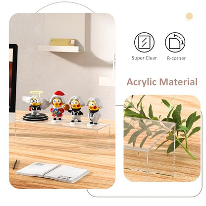 Acrylic Shelf Riser 15x5.1x4 pack of 2, Clear Acrylic Stand for Figure, Cosmetics, Bags, Shoes, Toys, Collectibles, 15x5.1x4 Inch - size: 15x5.1x4 Inch