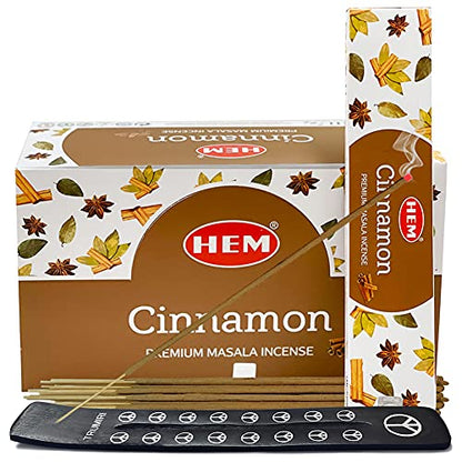 Cinnamon Masala Incense Sticks and Holder Burner Bundle from Hem Incense and Trumiri for Home Fragrance Insence Insiensos - color: Cinnamon Masala
